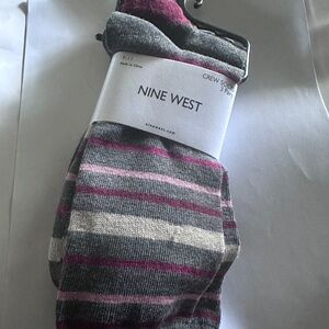 Nine West Gray and Pink Casual Socks Striped Pattern - women’s NWT